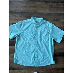Silver Bait Fishing Shirt Short Sleeve Pockets Button Sz XL Vented Teal UPF50